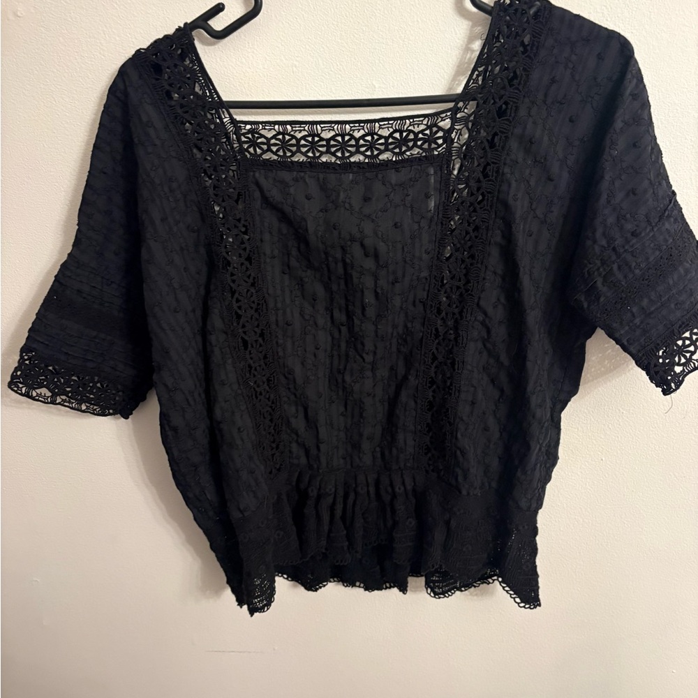PrAna Elegant Black Lace Women's Top xsmall great condition!